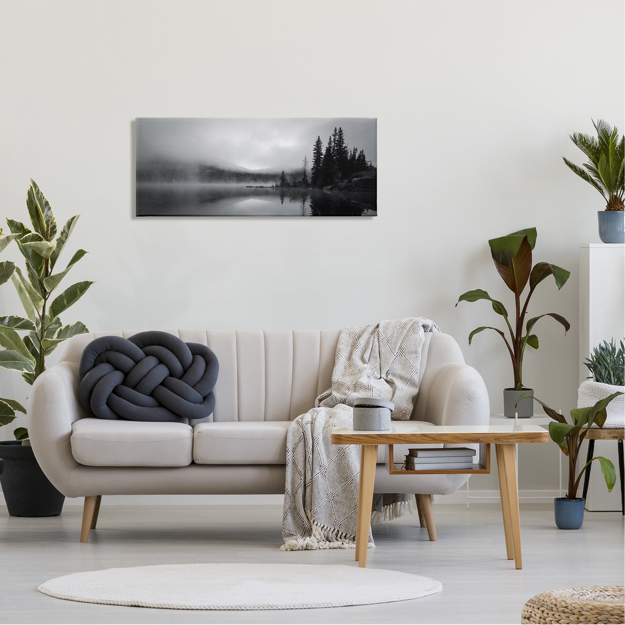 Stupell Industries Misty Lake Photography Landscape Photography Gallery Wrapped Canvas Art Print Wall Art, 40 x 17