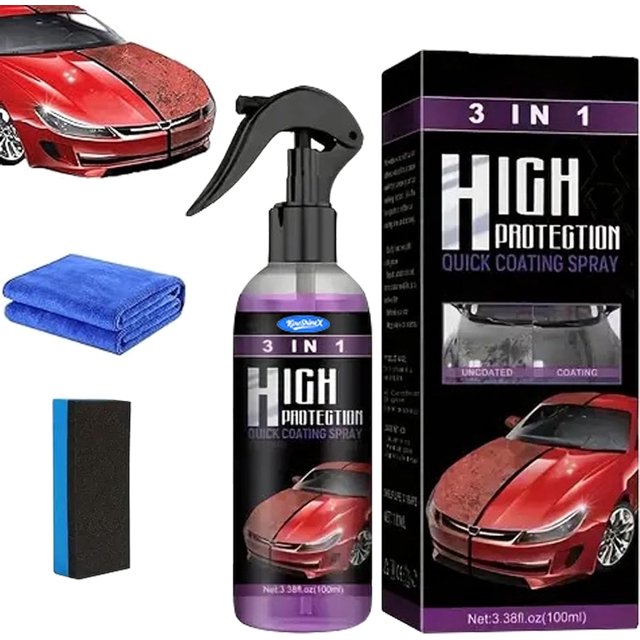 Kicklo Ceramic Coating, 3 in 1 Quick Car Ceramic Coating Spray, Rapid Paint Sealant Spray, High Protection Car Scratch Nano Repair Wax, Ultimate Kit for Cars (200ml)