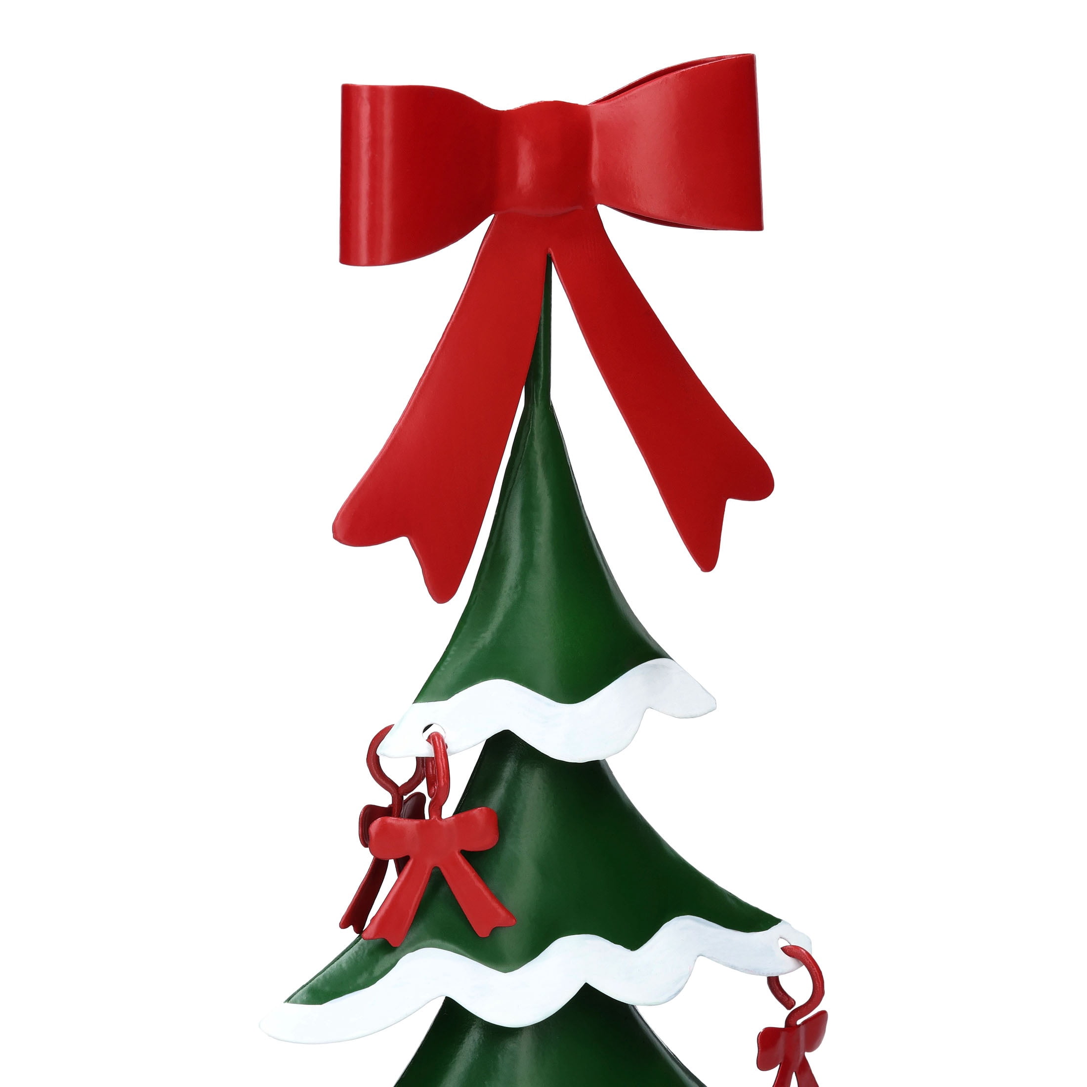 Small Metal Christmas Tree with Bows Decoration, Red/Green/White, 10.5", by Holiday Time