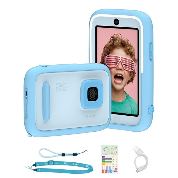 myFirst Camera 50 - Kids Digital Camera with AI Editor 20MP Photos 1080P Video, Front & Selfie Lens, Portable Travel Camera (Blue)