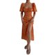 thumbnail image 1 of VISgogo Vestido de manga corta para mujer con estampado floral, correa de cuello cuadrado, versión dividida, ropa de verano VISgogo  moda, 1 of 5