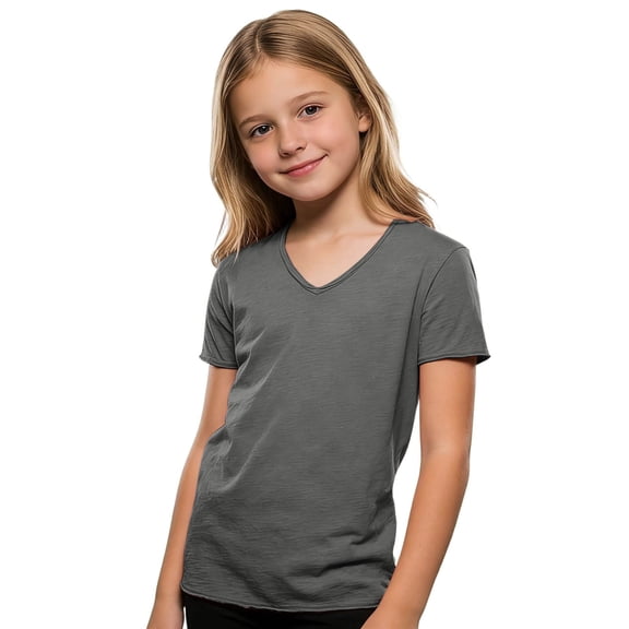 SNKSDGM Children V-Neck Short Sleeve Tee Soft Breathable Everyday Wear Top for Toddlers to 2-16Y 11-12 Years