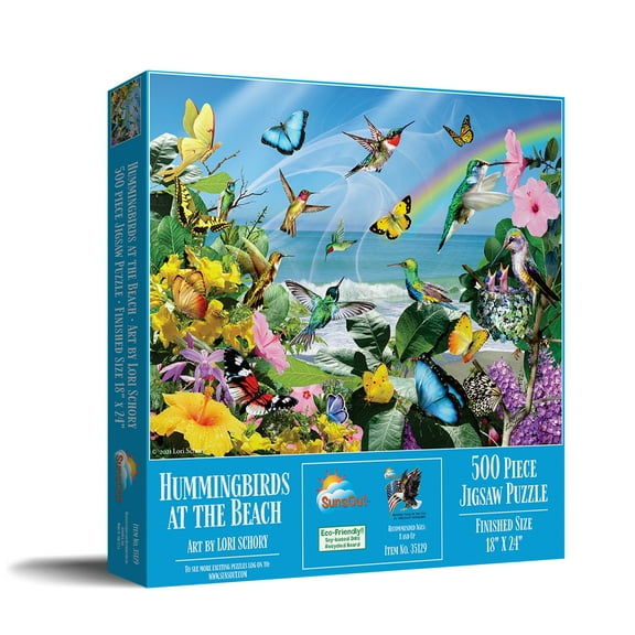 SUNSOUT INC - Hummingbirds at the Beach - 500 pc Jigsaw Puzzle by Artist: Lori Schory - Finished Size 18" x 24" - MPN# 35129