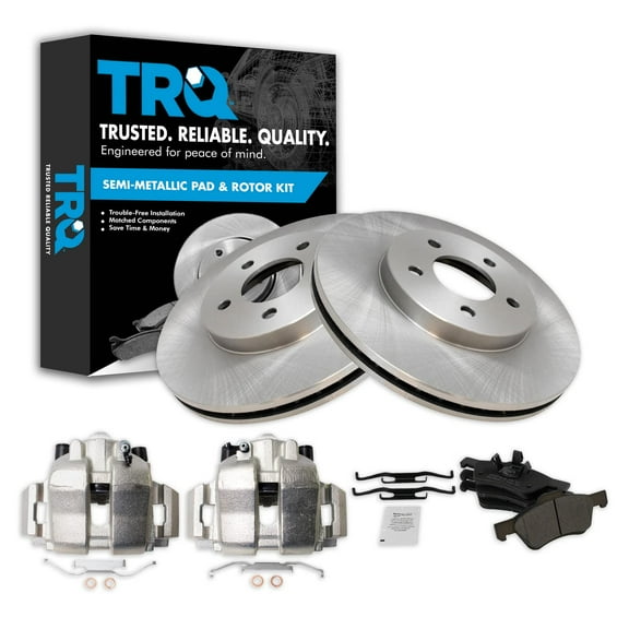 TRQ Front Brake Pad & Rotor Kit Brake Caliper Brake Pads Brake Rotor Semi-Metallic Vented Fits Select 2005-2010 Ford Escape 2005-2009 Mercury Mariner