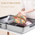 thumbnail image 3 of FORMRS Makeup Bag Travel Cosmetic Organizer for Women Fold Flat Zipper Pouch with Handle, White Striped Lemon, 3 of 8