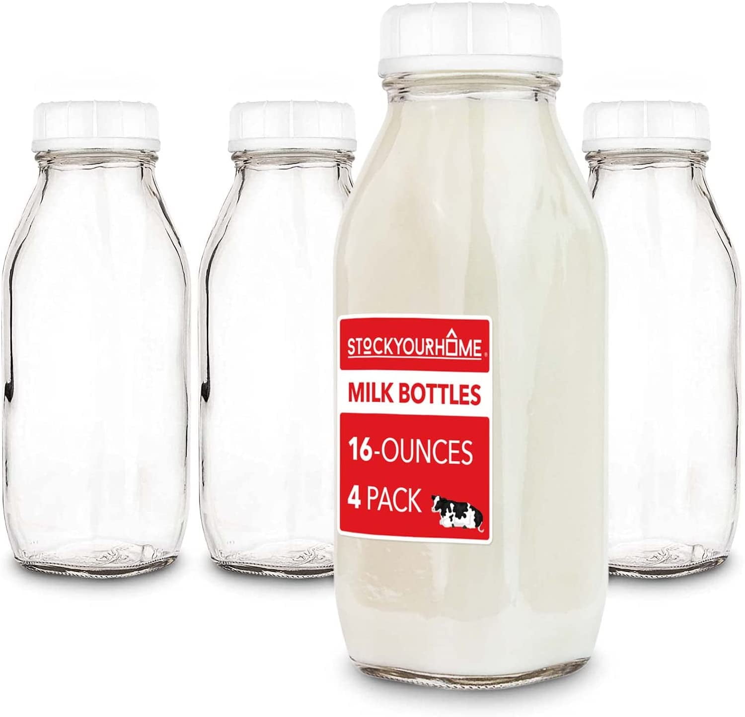 Stock Your Home Glass Milk Bottle with Lid and Handle 40oz (1 Pack), 2  Reusable Caps, Milk Container…See more Stock Your Home Glass Milk Bottle  with