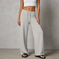 thumbnail image 2 of High Waist Wide Leg Casual Trousers Soft Stretch Comfy Palazzo Pants For Women With Pockets Women's Comfortable Lightweight Regular Pants Girl Pull On Sweatpants, 2 of 4