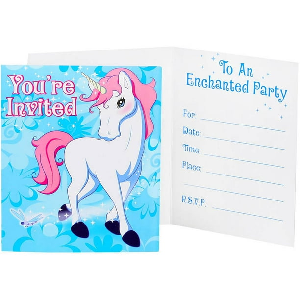 Enchanted Unicorn Invitations 8pk Walmart Com Walmart Com