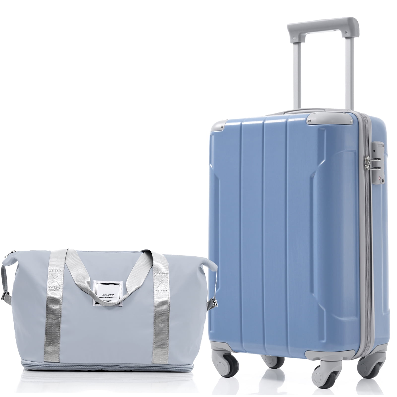 TheEshow 20 Inch Unisex 3-Piece Hybrid Lightweight Luggage, Blue