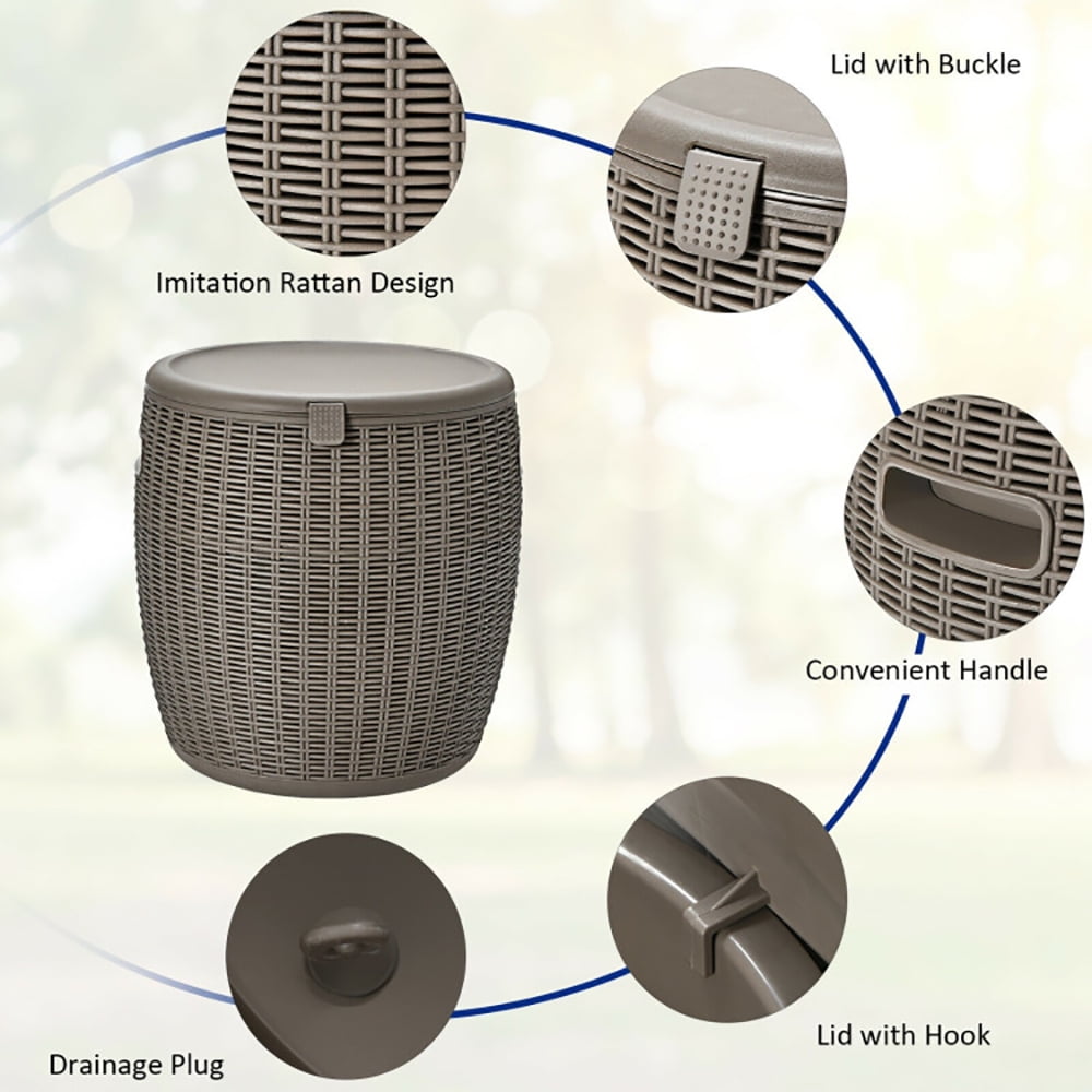 Aimee Lii 9.5 Gallon 4-in-1 Patio Rattan Cool Bar Cocktail Table Side Table, Small Utility Table Aimee Lii 9.5 Gallon 4-in-1 Patio Rattan Cool Bar Cocktail Table Side Table, Small Utility Table