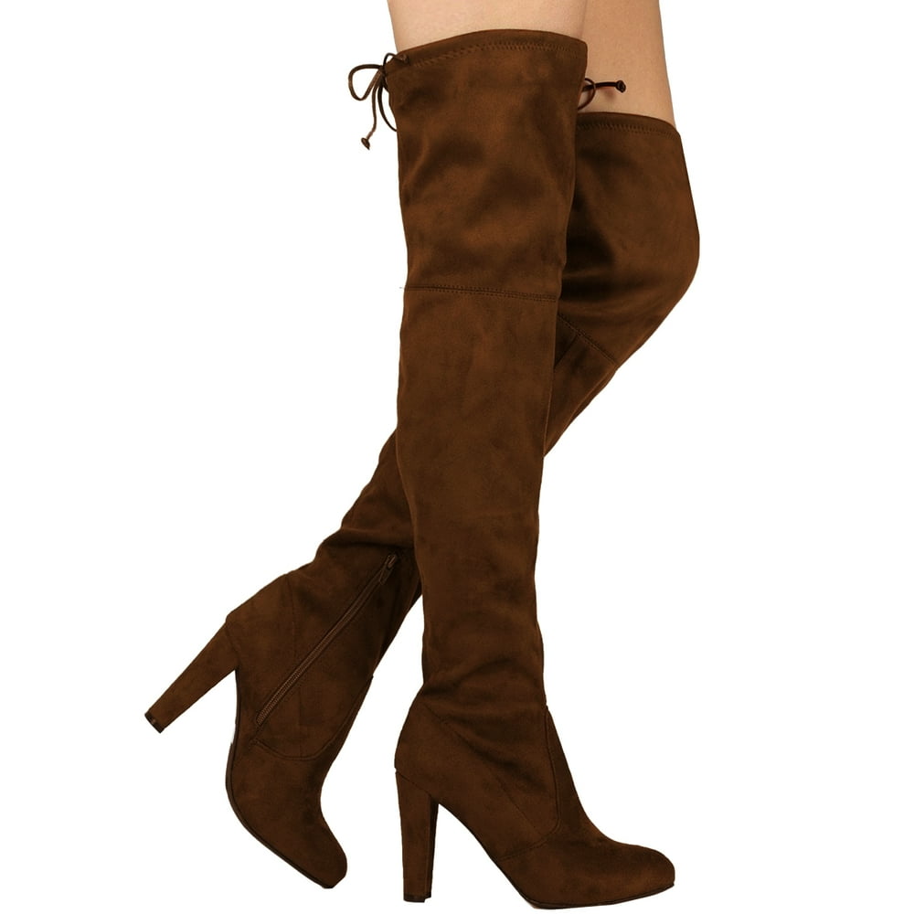 block heel over the knee boots