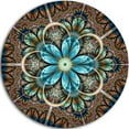 thumbnail image 3 of Brown Blue Fractal Flower' Floral Disc Metal Wall Art, 3 of 4