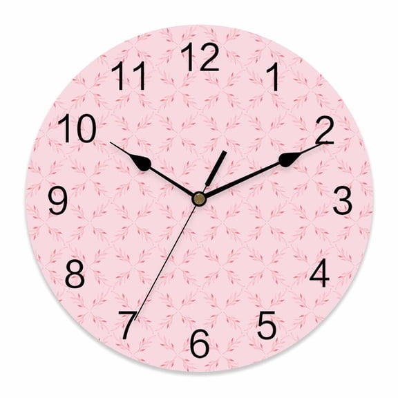 Wall Clock Pink Plaid Clocks PVC Silent Non-Ticking Battery Operated Decorative Diamond Texture Round Clock for Home Living Room Kitchen Bedroom Office School Wall Decor 14 Inch