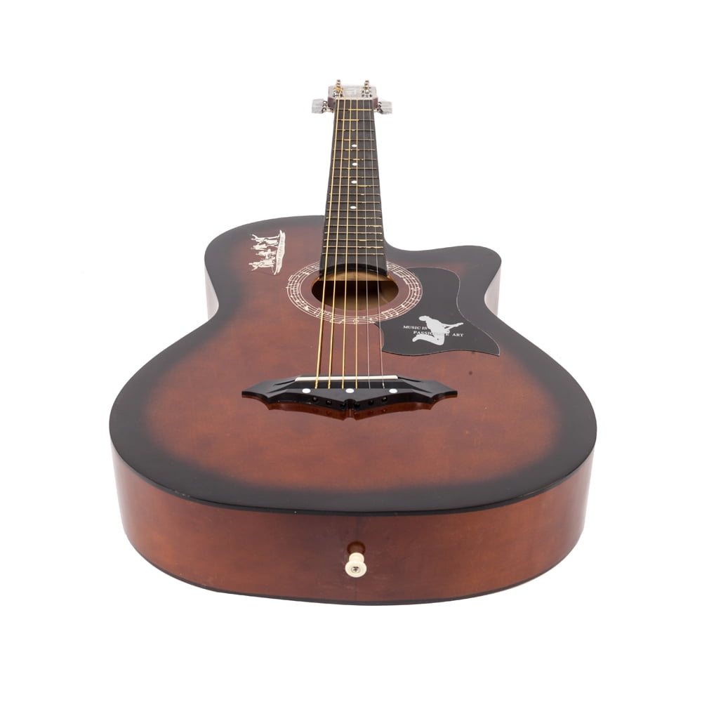 Private Jungle 38" Cutaway Guitar, Basswood Beginner Electric Guitar with Bag String Set,Coffee