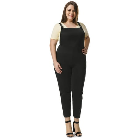 - Women's Plus Size Pinafore Overalls w Side Pockets