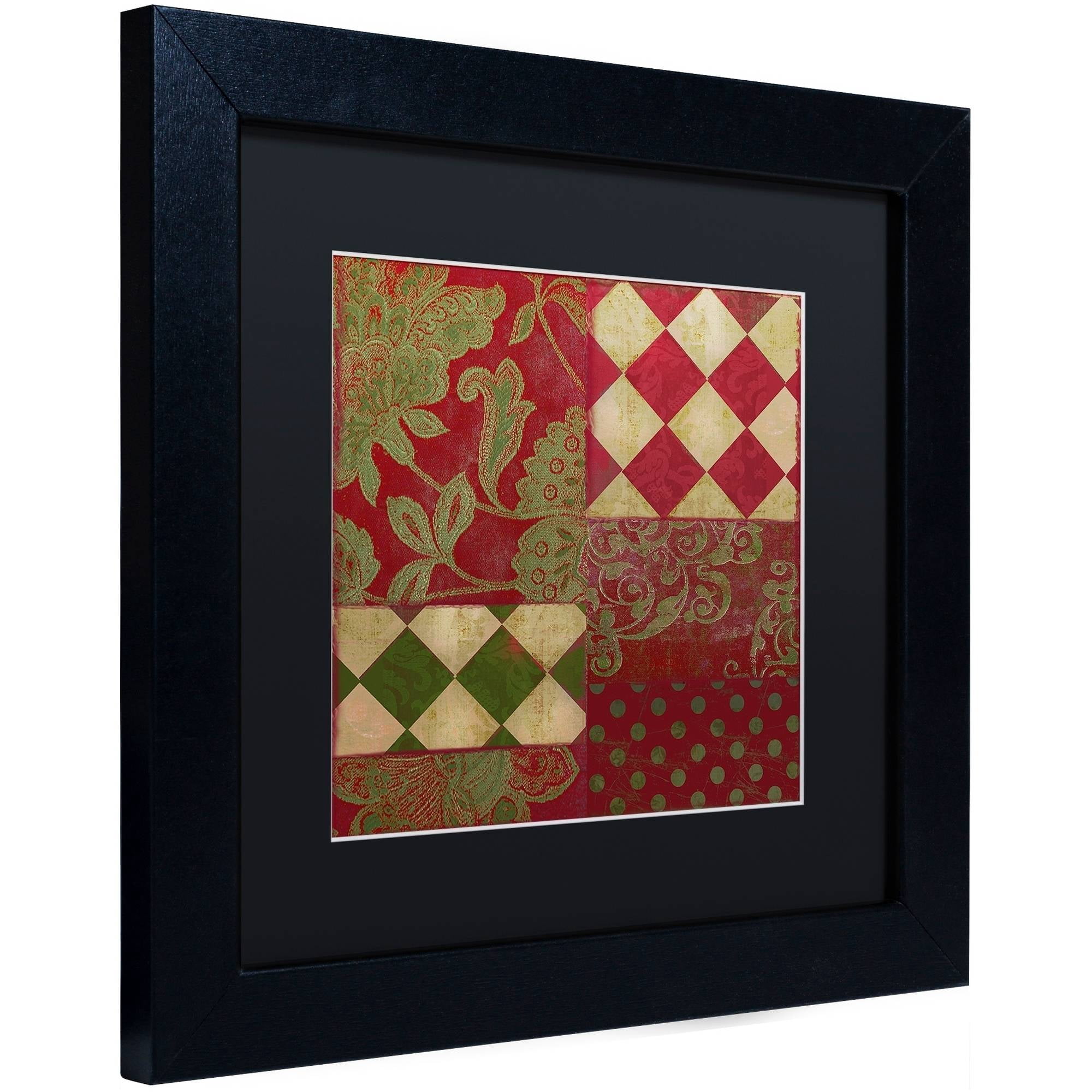 Trademark Fine Art "Merry Christmas Patchwork II" Canvas Art by Color Bakery Black Matte, Black Frame