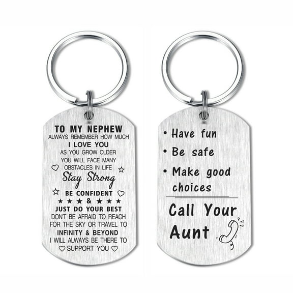 DEGASKEN Nephew Gifts from Aunt, Engraved Keychain For Birthday, Christmas, Graduation