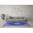 thumbnail image 3 of Ahgly Company Machine Washable Indoor Square Medallion Blue Traditional Area Rugs, 5' Square, 3 of 4