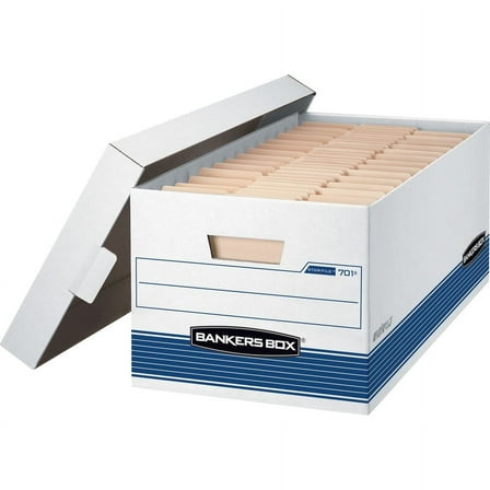 Bankers Box File Storage Boxes with Lids, White, 12-Pack, Corrugated Cardboard