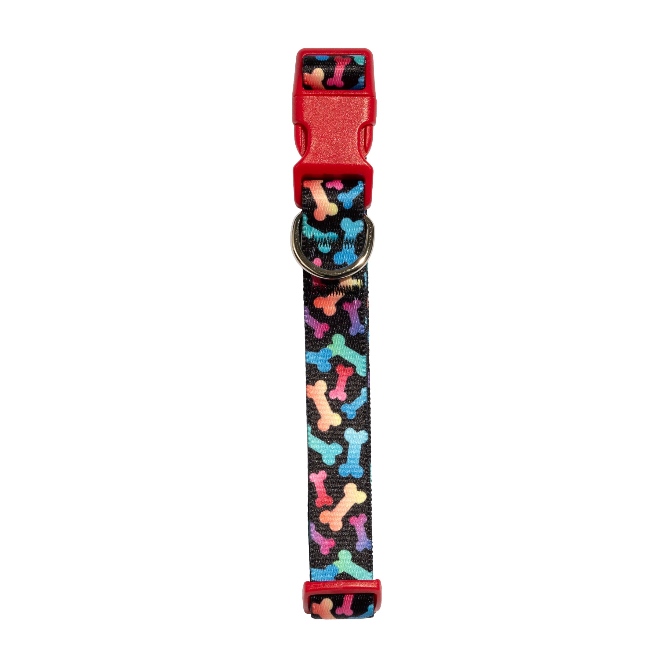 Vibrant Life Adjustable Fashion Dog Collar, Multicolor Bones, Large