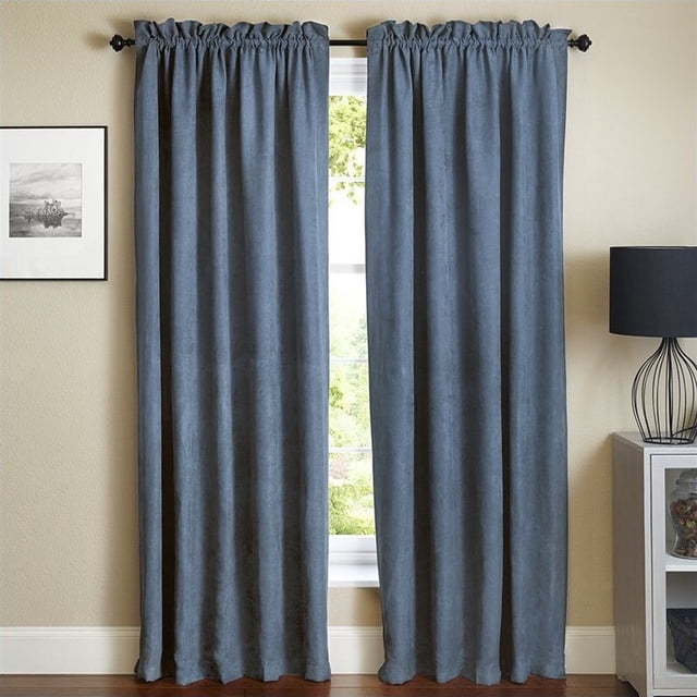 Blazing Needles Panneau de Draperie Microsuede Chenille (Lot de 2), 108" par 52", Indigo