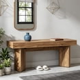 thumbnail image 4 of Fnova 47.24" Entryway Bench, Farmhouse Wooden Shoe Bench, Indoor End of Bed Stool for 1-2, Long Kitchen Table Seat Dining Seat for Entryway, Hallway, Living Room, 4 of 19