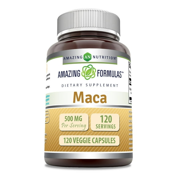 Amazing Formulas Maca Root 500 mg Per Serving120 Veggie Capsules Supplement | 1 Veggie Capsules Per Serving | 120 Servings | Non-GMO | Gluten Free | Made in USA