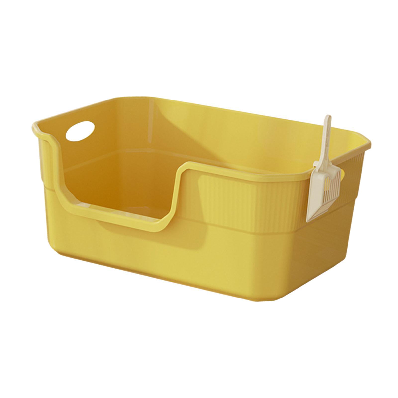 FITYLE Cat Open Top Pet Litter Tray Anti Splashing for Indoor Cats Cat Litter Container Cat Sandbox with High Sided Yellow