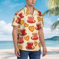 thumbnail image 3 of Fotbe Cups of Tea Camisa Hawaiana para Hombre Unisex – Camisa Casual de Verano con Botones de Manga Corta de Algodón y Lino,3X-Large, 3 of 7