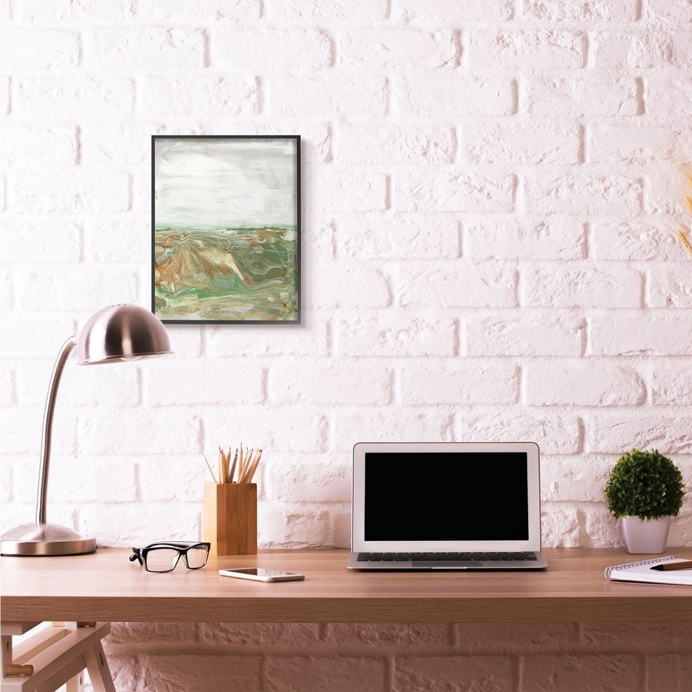 Stupell Industries Abstract Paint Fluid Brown Green Design Framed Wall Art by Lila Bramma