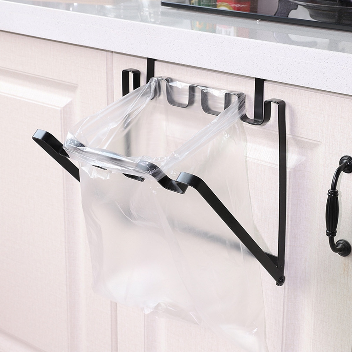 Foldable Garbage Bag Holder, Hanging Trash Bag Rack for Cupboard Door