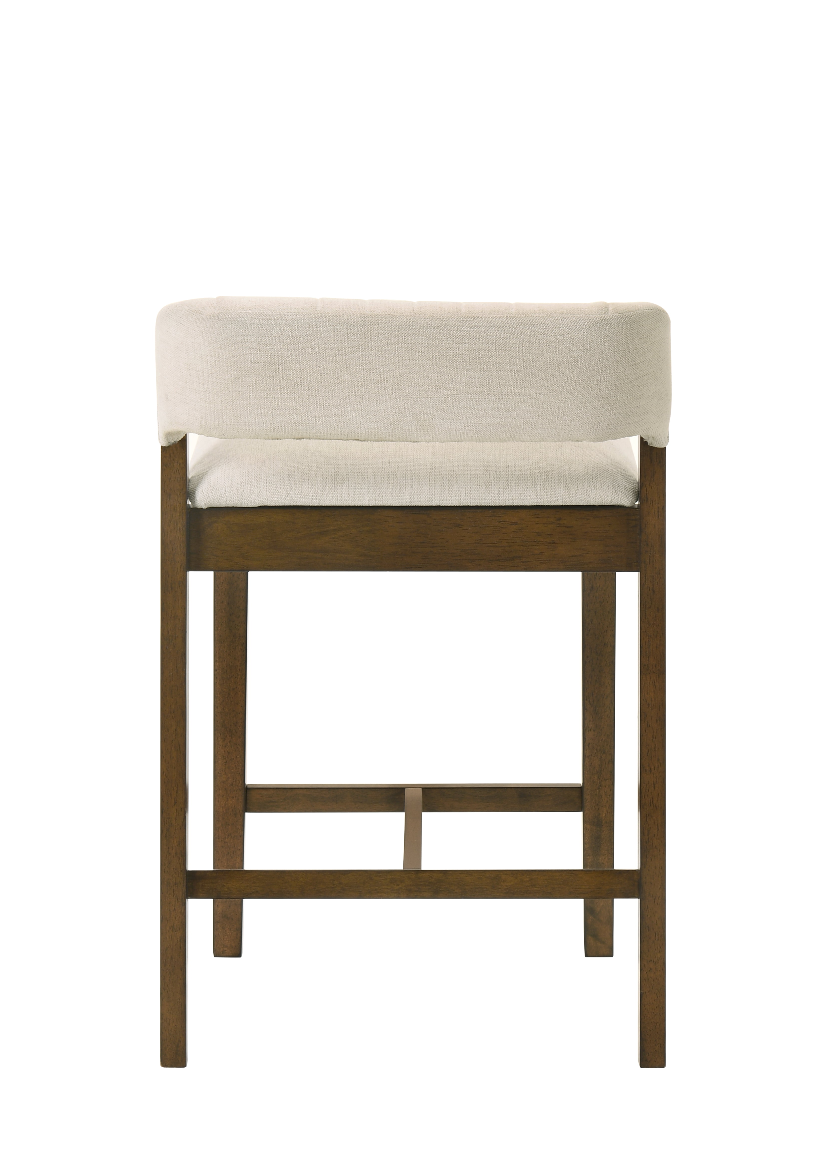 Landyn 30 in. Sepia Brown Bar Height Rubberwood Barstool with Ecru Fabric Seat - Set of 2