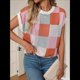 thumbnail image 5 of Suéter de Verano para Mujer, de Punto, con Cuello Redondo, Mangas y Bloques de Color, Rosa y Naranja Talla M, 5 of 9