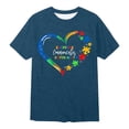 thumbnail image 3 of Autism Awareness Shirt Men: Autism Acceptance T Shirt Autism Support Inspirational Short Sleeve Tee Tops(Dark Blue,L), 3 of 3