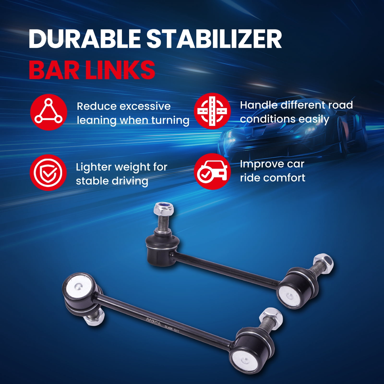 MOCA AUTOPARTS 2x Rear Sway Bar End Links Fit for 2003-2008 Honda Pilot 3.5L & 2001-2006 Acura MDX 3.5L