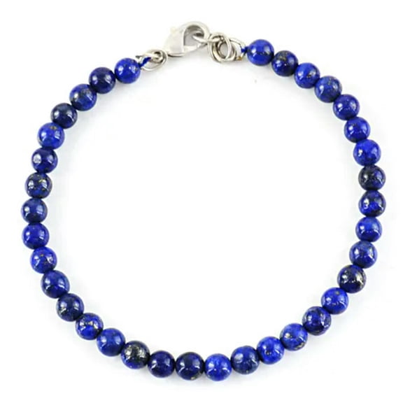 K-KED Natural 4/6mm Round Shape Blue Lapis Lazuli Genuine Beads Bracelet 7.5"-4 mm