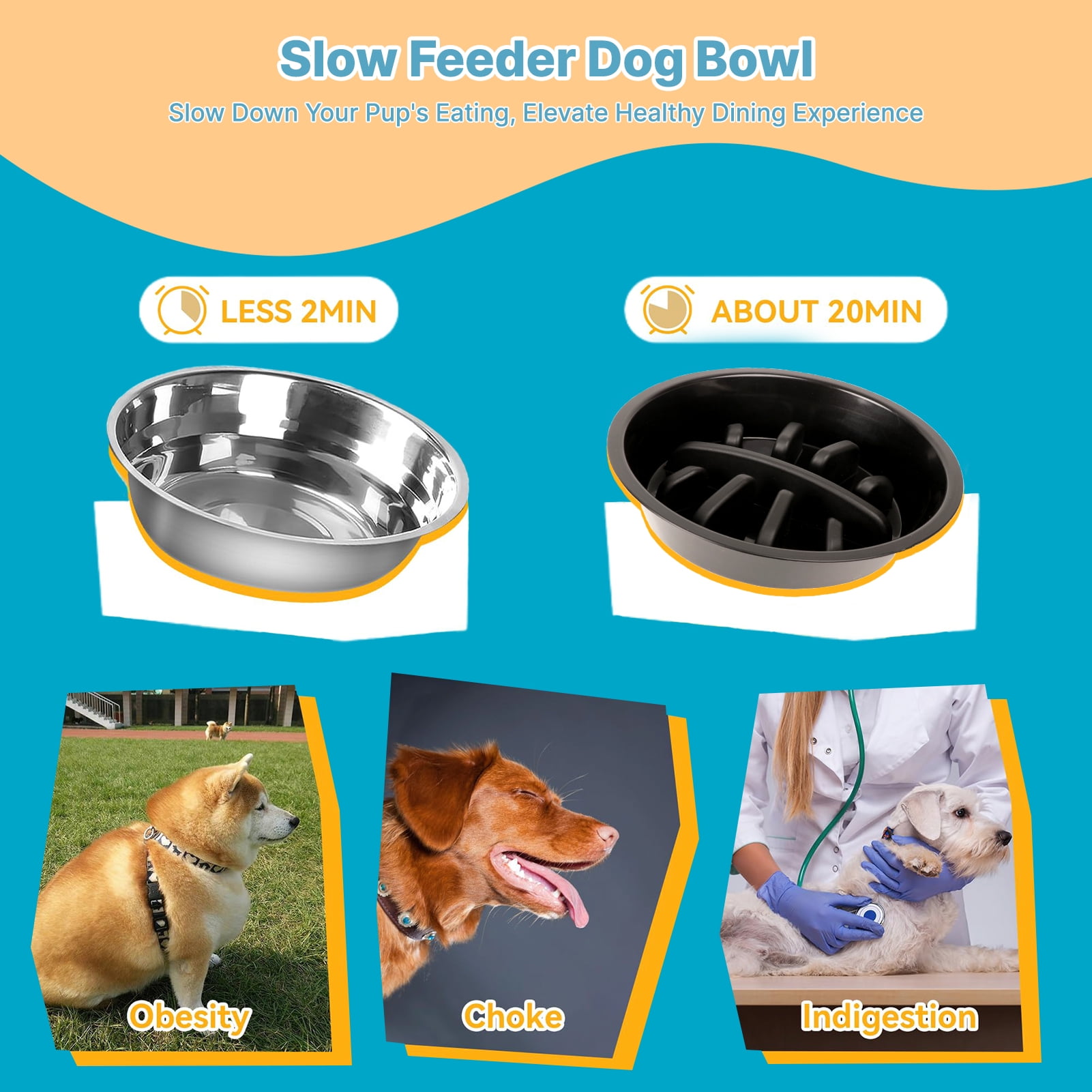 ZALALOVA Elevated Dog Bowls Stand with 2 Stainless Steel Dishes 1 Slow Feeder Dog Bowl, Raised Dog Bowl Adjusts to 5 Heights (3.15",8.9'',10",11.2'',12.4") for Medium and Large Dogs(Black)