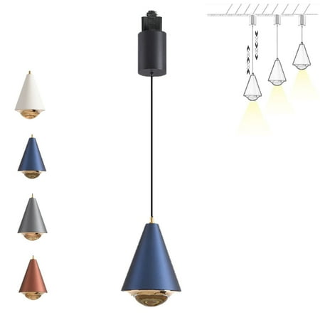 

FSLiving H Type Track Pendant Light Creative Lifting Pendant Light Retractable Adjustable Lighting Fixture with Aluminum&Glass Shade 7W 3000K Warm Lighting - 1 Light (Blue)