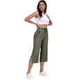 thumbnail image 5 of MLQIDK Pedal Pushers for Women Crop Capri Pants Dressy Casual Elastic Waist Knee Length Plus Size Capris Trendy Summer Crop Capri Pants with Pockets Green L, 5 of 6