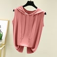 thumbnail image 2 of UYISJ Women's Sleeveless Hoodie Loose Fit Solid Color V neck Shirt Casual Tank Top Camisole, 2 of 3
