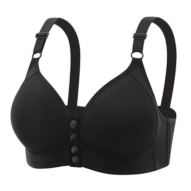 Comfortable Wireless Front Button Closure Bra for Women Plus Size Senior Everyday Wear Convenient Push Up Design for Older Adults
