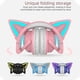 thumbnail image 3 of Cute Cat Wireless Headphones, LED Lighted Gaming Headset Bluetooth 5.0 Mode Over Ear Low Noise Headset with Microphone(Pink), 3 of 5