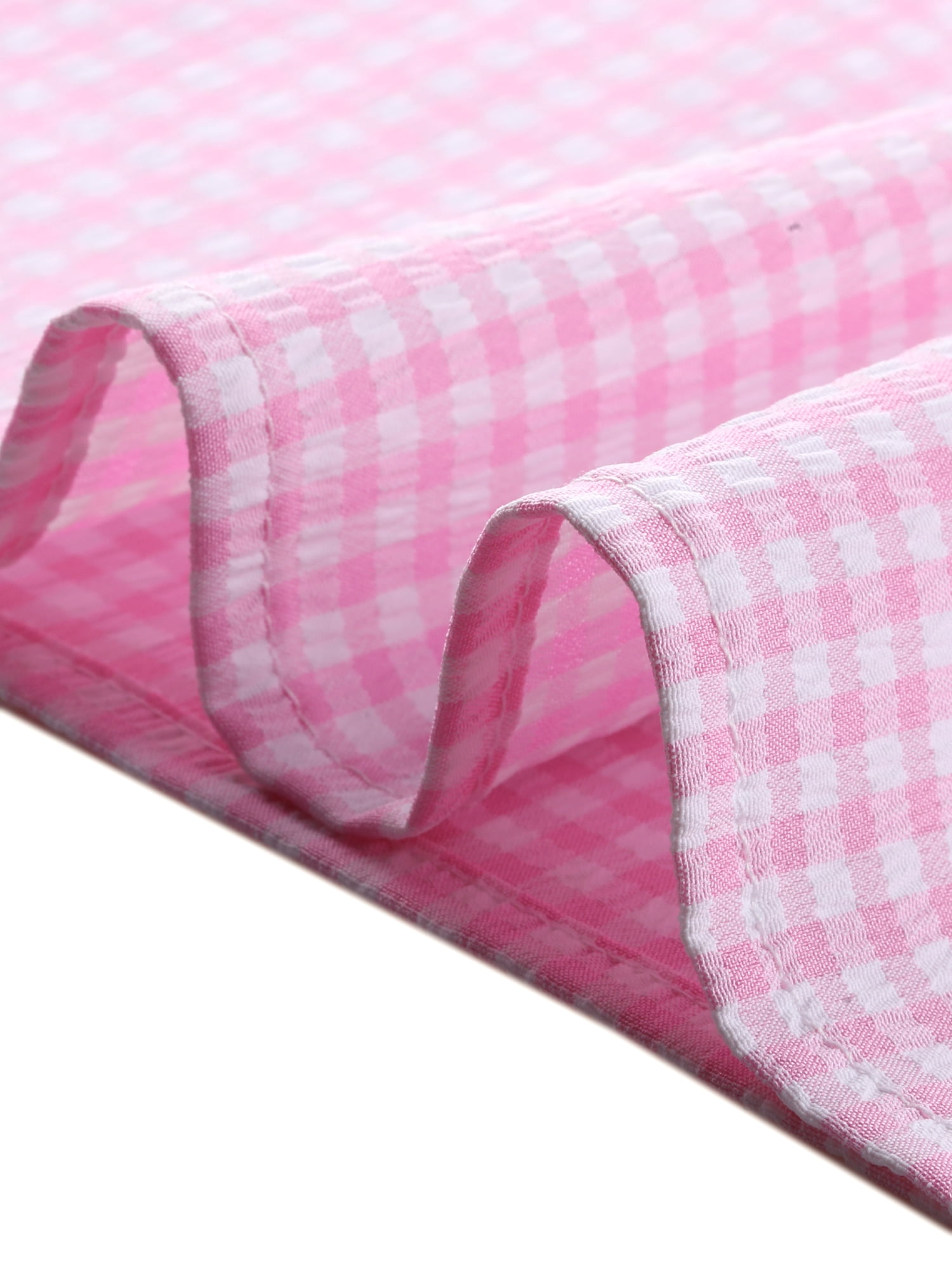 DARING DIVA Women's Cute Cap Sleeve Square Neck Plaid Blouses S Pink