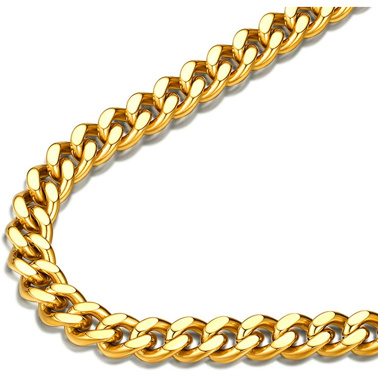 7mm Gold Curb Chain Necklace for Men