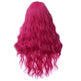 thumbnail image 4 of RightOn Hot Pink Wig Long Curly Wig with Bangs Women Rose Red Wigs Cosplay Party Costume Synthetic Wigs with Wig Cap, 4 of 8