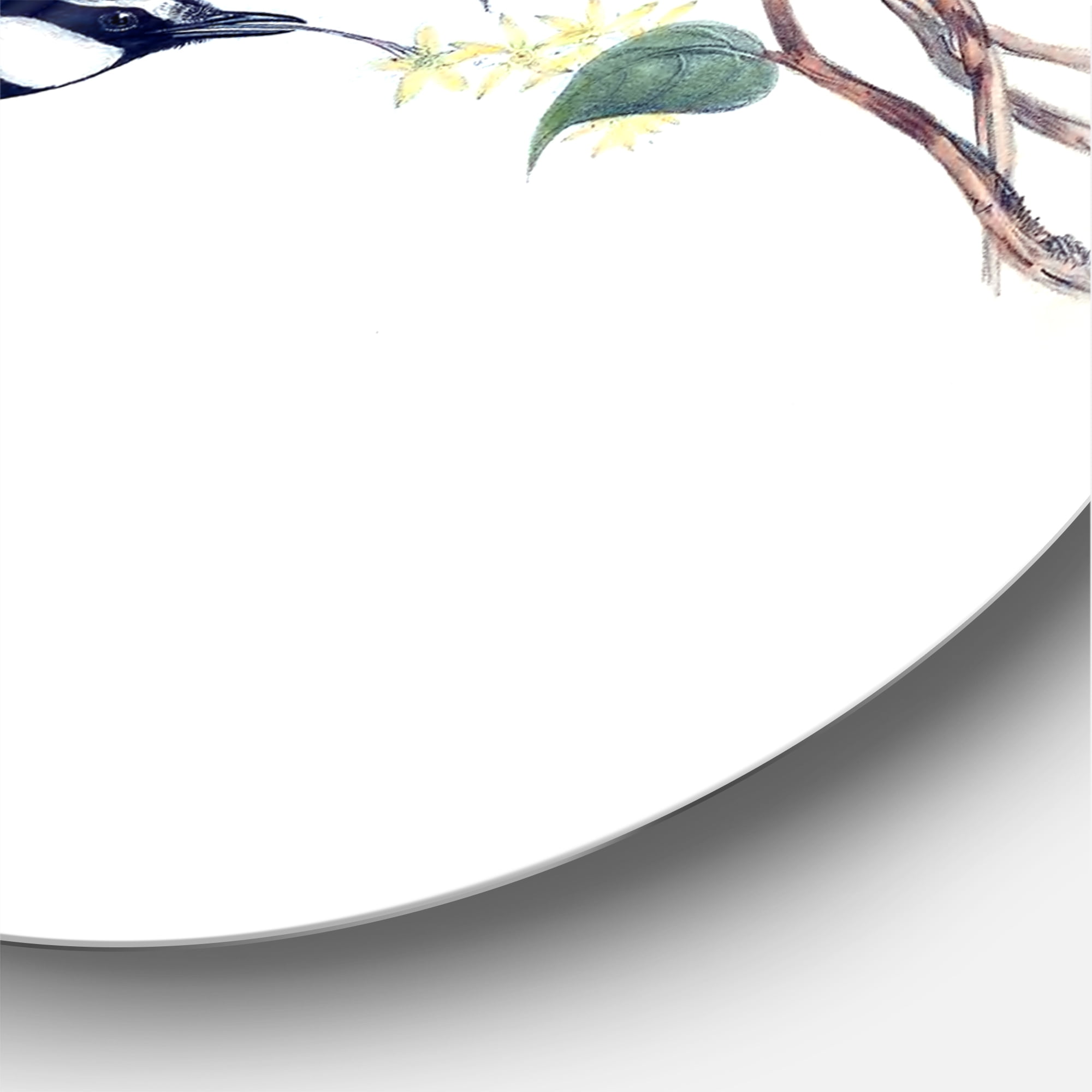 Designart 'Ancient Australian Birds On A Branch' Traditional Circle Metal Wall Art 11x11 - Disc of 11