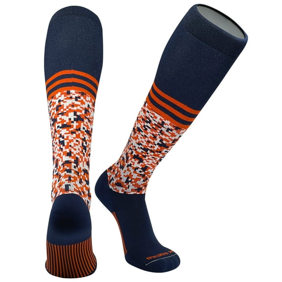 Mk Socks Digital Camo Navy Orange Knee High Long Baseball Football Socks - Large