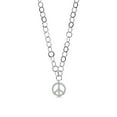 thumbnail image 2 of Gem Stone King Made in Italy 925 Sterling Silver Moissanite Round Link Chain Necklace for Women with Peace Charm (0.19 cttw), 2 of 4