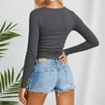 thumbnail image 4 of Womens Undershirts Ribbed Long Sleeve T Shirt Fall Slim Fit Basic Top Soft Stretch Knit Casual Tunic Blouse, 4 of 5
