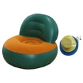 thumbnail image 1 of Sofá inflable individual con bomba, sofá de aire suave para uso en exteriores e interiores. Verde y naranja, 1 of 9